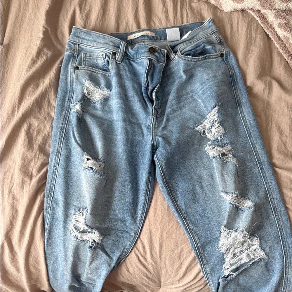 Eunina Light Blue Distressed Boyfriend Jeans